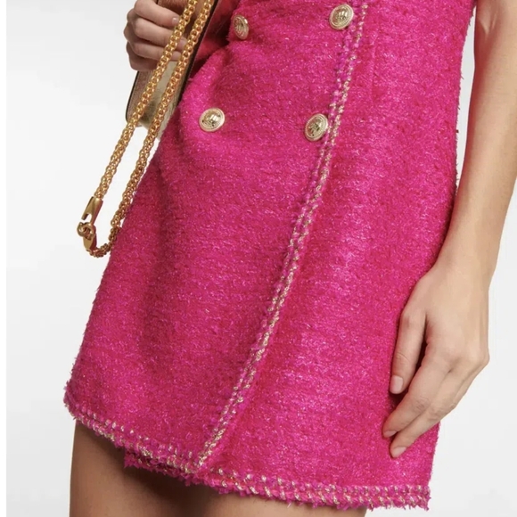 Rebecca Vallance Palais Sleeveless Tweed Blazer Mini Dress - Hot Pink - Size 4 - Picture 9 of 10